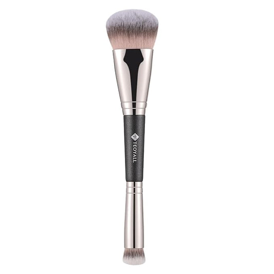 TEOYALL Dual-Ended Contour Concealer Brush, Sculpting Defining and Angled Under Eye Synthetic Bristles for Liquid Cream Powder