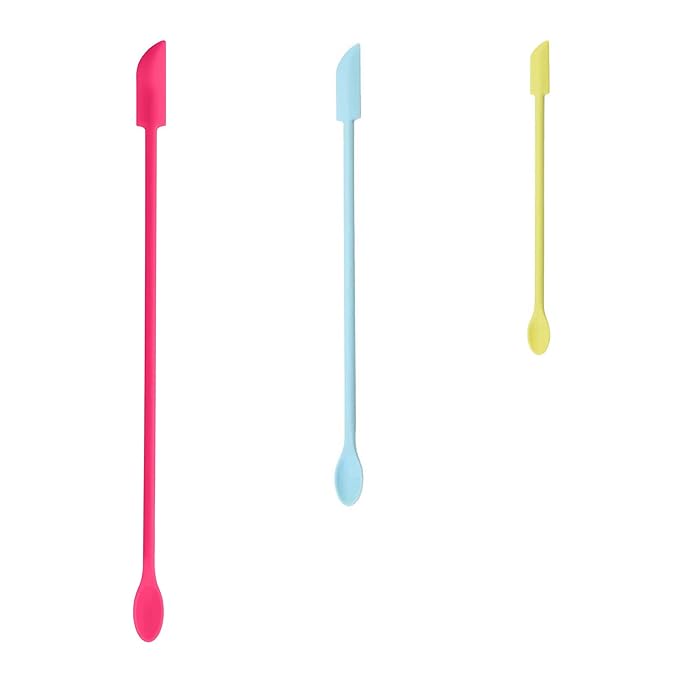 Mini Spatula for Cosmetics, 3 Pcs Beauty Spatula Small Spatula Silicone Mini Lotion Spatula Makeup Spatula, Every Drop Tiny Spatula for Makeup and Kitchen Jar