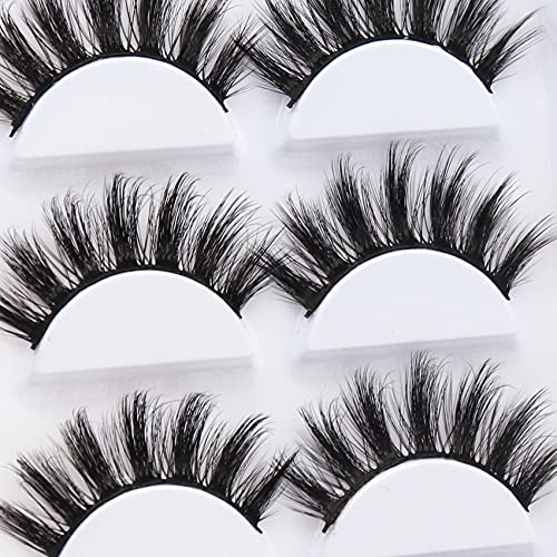 Veleasha Lashes Spiky False Eyelashes 100% Handmade Eyelashes Fluffy Fake Lashes Volume Fake Eyelashes Dramatic Look 5 Pairs Pack (3D07)