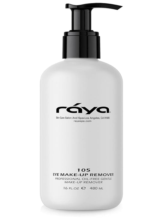 Raya Eye Make-Up Remover 16 oz (105) | Oil-Free, Make-Up Removing Cleansing Fluid | Gently Removes Non-Water-Proof Mascara | Great For Sensitive Skin