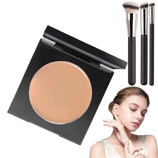 Colored CC Undereye Corrector, Eye Concealer Undereye Color Corrector for Dark Circles, Clay Neutralizing Makeup Under Eye Hydrating Concealer with Brush (Medium-Tan & 3 Brushes, Small)