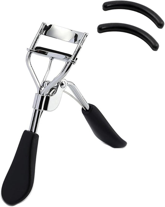 Eyelash Curler - Ergonomic Design for All Eye Shapes, Precision Curl Control, Superior Long- Lasting Curl, Gentle on Lashes, Includes 2PCS Silicone Replacement Pads, Easy to Use (Black)