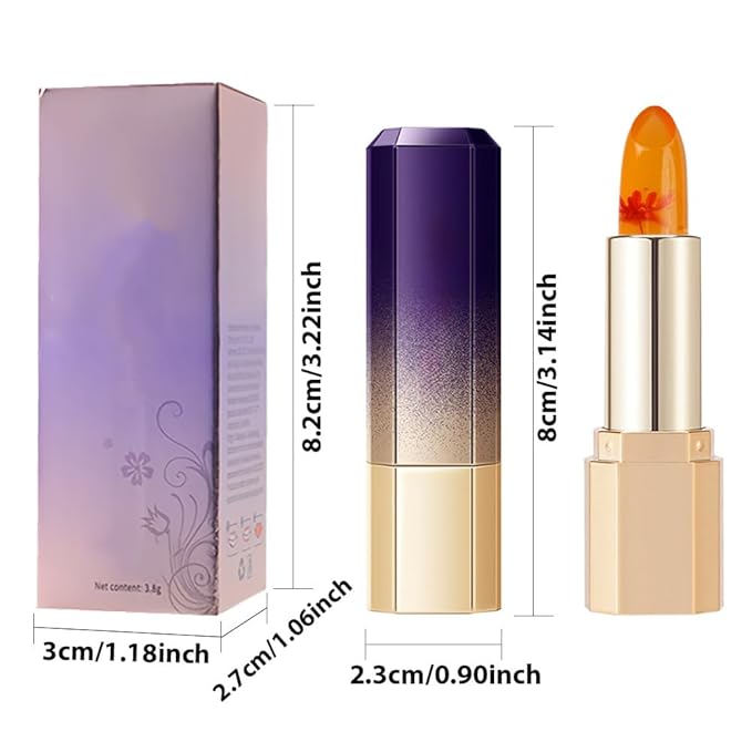 BINGBRUSH PH Color Changing Lipstick – Jelly Flower Lip Balm, Temperature-Activated Moisturizing Lip Tint, Long-Lasting Crystal Clear Lipstick for Women, Natural Glow & Hydration(01# Blood Rose)
