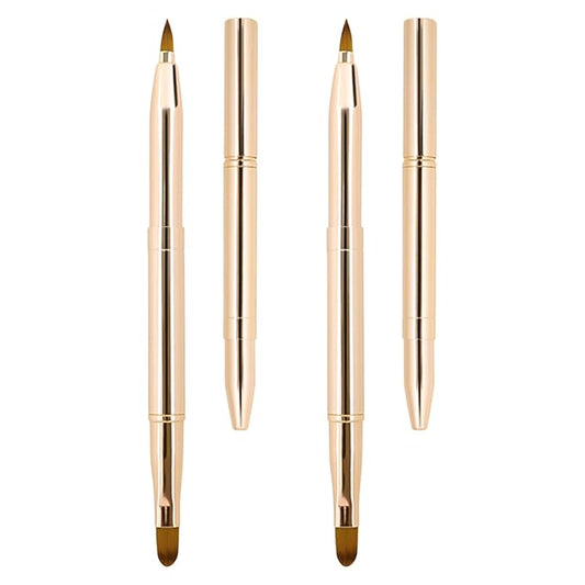 Unaone [2 Pack] Lip Brush for Lipstick, Retractable Lip Brushes, Dual-ended Makeup Brush for Lipstick Lip Gloss, Include Lid