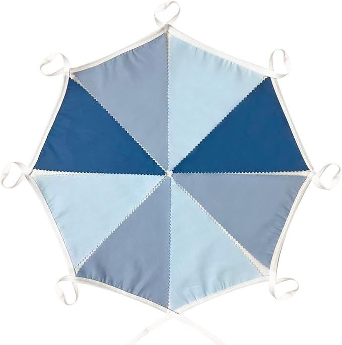 32Ft Retro Blue Party Decorations Dusty Blue Triangle Banner Flag Pennant Fabric Garland Streamers for Nautical Birthday Ahoy Achor Baby Shower Under The Sea Summer Graduation Nautical Party Decor