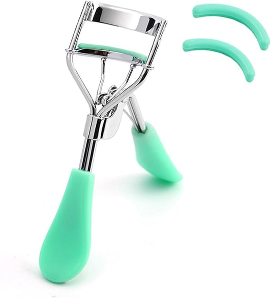 Eyelash Curler - Ergonomic Design for All Eye Shapes, Precision Curl Control, Superior Long- Lasting Curl, Gentle on Lashes, Includes 2PCS Silicone Replacement Pads, Easy to Use (Green)