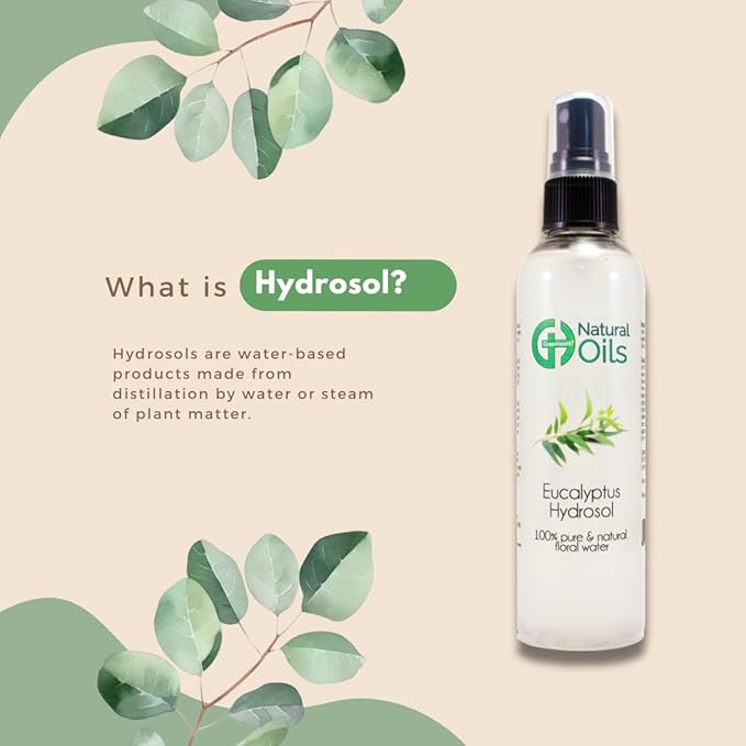 Eucalyptus Hydrosol (Floral Water) - 4 fl oz Plastic Bottle w/Black Spray Cap - 100% Natural - GreenHealth