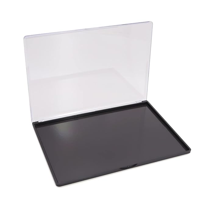 Magnetic Makeup Palette with Clear Top, Empty Eyeshadow Pan Dispensing Storage Box with 40Pcs Adhesive Metal Stickers for DIY Cosmetics Blush Powder(XL Large - 9.25"x6.57")