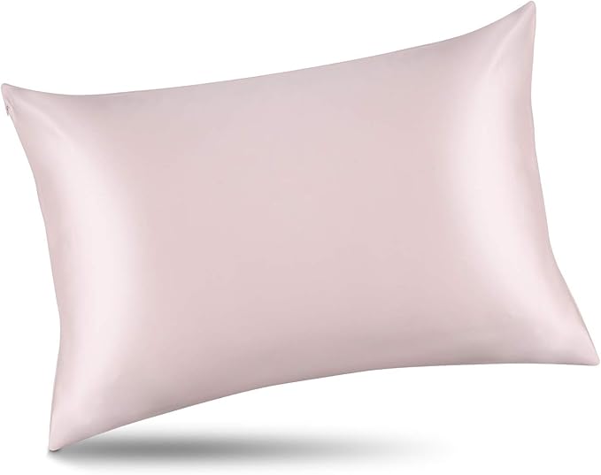 ALASKA BEAR 200% Good for You Silk Pillowcase for Hair and Skin Care Soft Pillow Case with Random Color Scrunchie Gift Set Standard (1pc, Pale Pink)