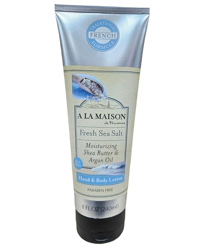 A LA MAISON De Provence Hand and Body Lotion | Natural Moisturizing Lotion with Argan Oil and Shea Butter | Moisturizer for Dry Skin | Paraben and Phthalates Free | Fresh Sea Salt Scent 8 Oz (2 Pack)