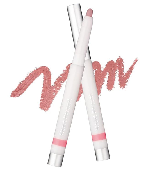 Heart Percent Dote On Mood Lineproof Lip Pencil, 12hr Long-Lasting Moderately Pigmented Creamy OverLip Crayon Waterproof Smooth Retractable Vegan Lip Liner Pencil 0.8g, #02. Pink Mousse