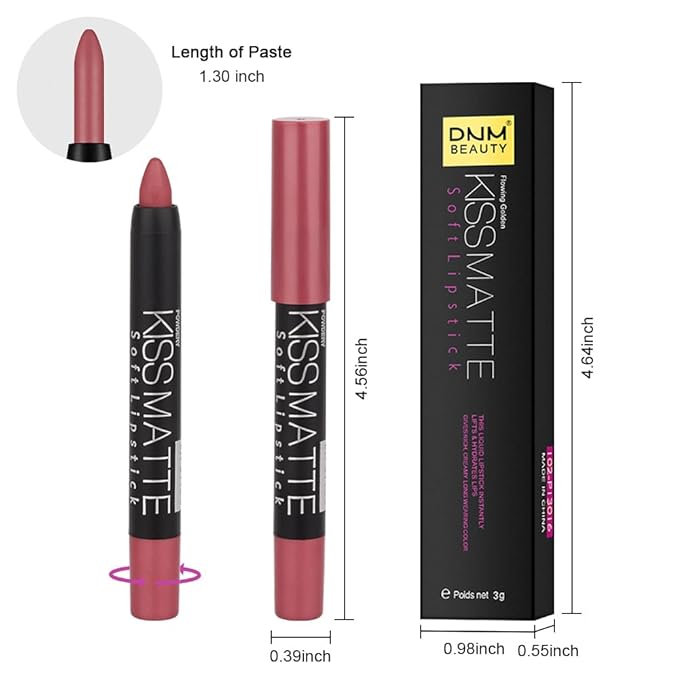 BINGBRUSH Smooth Longwear Lipstick Pack Set, Matte Color Stick Ultimate Lip Crayon for Makeup Collection - Waterproof Velvet Lipgloss Lip Stain (07#)