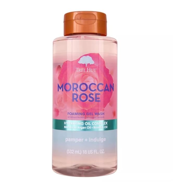 Tree Hut Moroccan Rose Shea Sugar Scrub, Exfoliating, Hydrating & Moisturizing Body Scrub with Shea Butter & Nourishing Essential Oils, Smooth & Soften Skin, 18 oz