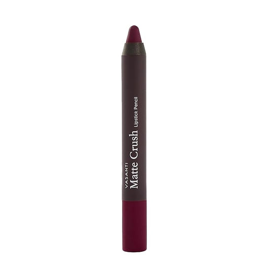 VASANTI Cosmetics Matte Crush Lipstick Pencil (Berry First Kiss - Rich Plum Berry) - Long lasting, Water resisitant & Smudge proof - High Pigmented, Soft Matte Lip Liner Makeup