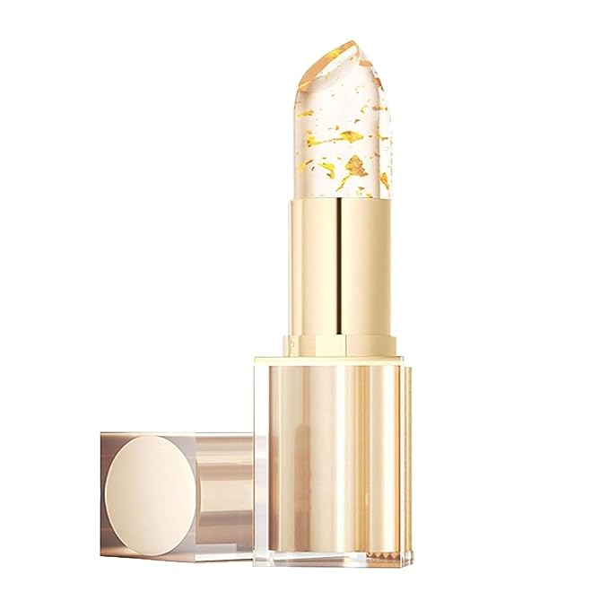 Transferproof Color Changing Lipstick, Gold Crystal Ph Lipstick Color Changing, Clear Lip stick That Changes Color, Hydrating Non-Sticky for Women,Vivid Color, Long Lasting Moisturizing Lip Glow