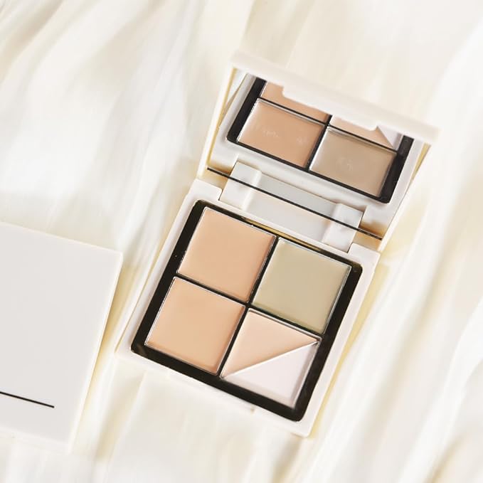 5 Colors Pot Concealer Full Coverage kit with Brush for Older Women, Under Eye Color Corrector Tri Color Concealer Palette for Dark Circles Mature Skin Makeup, Waterproof Foundation Color Corrector, 1