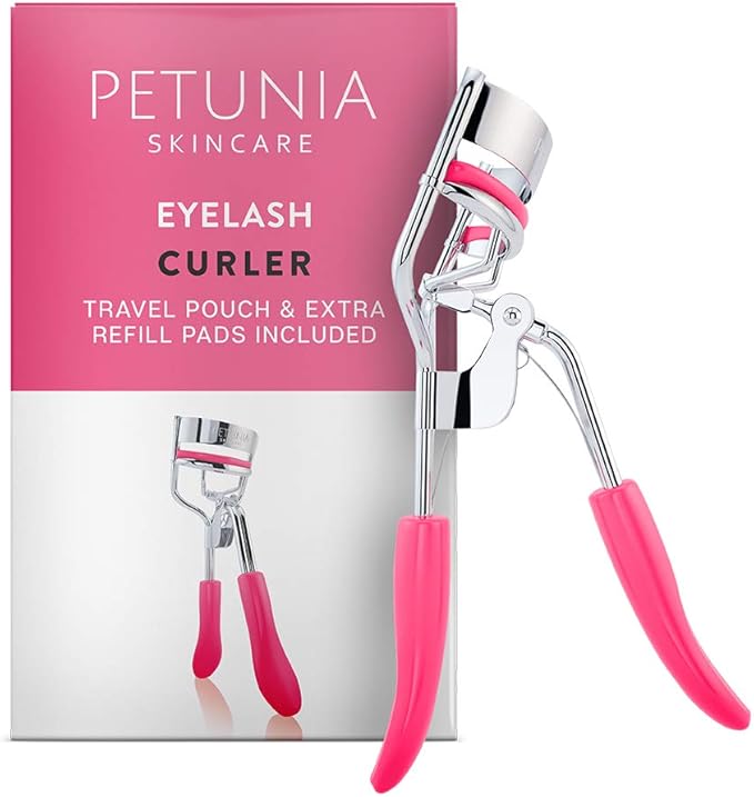 Silicone Eyelash Curler with Refill Pads & Satin Pouch Designed for No Pinching or Pulling and Perfect for Those with Straight Flat Lashes Wanting Dramatic Long Lasting Seamless Curls