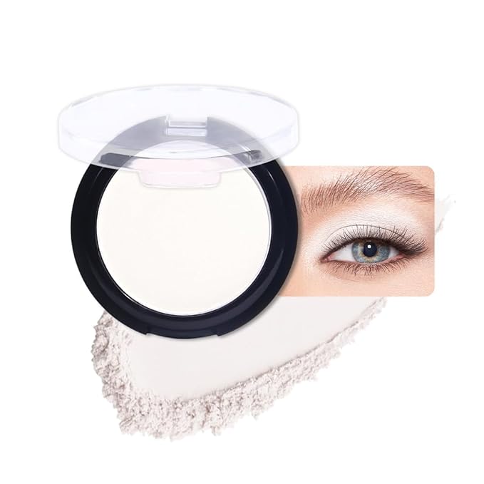 Monochrome Matte Eye Shadow Palette,Pearl White Neutral Nude Matte Pressed Powder Single Eyeshadow,Natural Long Lasting Naturing-Looking Eyeshadow,Talc,Paraben Vegan & Cruelty Free