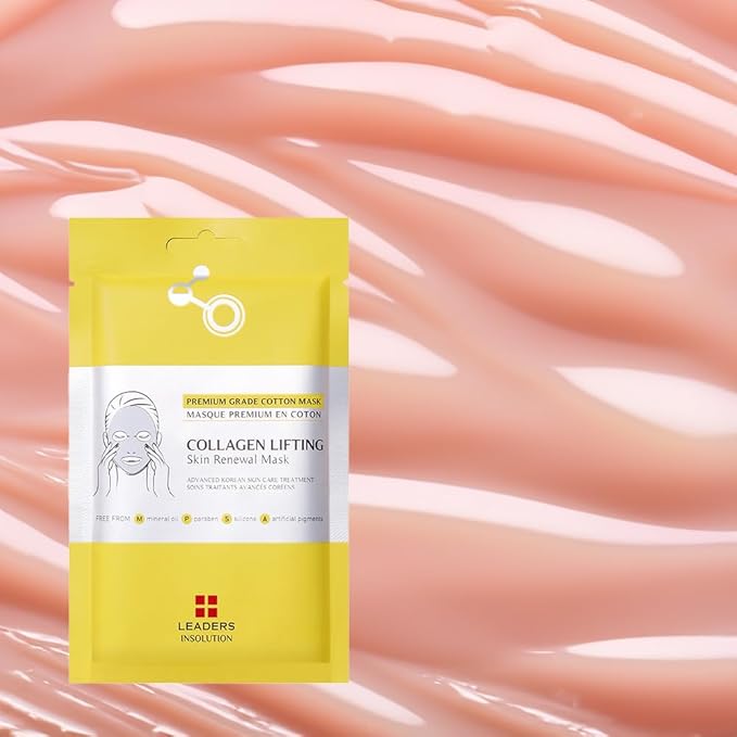 Leaders Insolution Collagen Lifting Skin Renewal Mask | Marine Collagen for Firmness and Elasticity Anti-Wrinkle, Sculpting Facial Sheet | Hydrating Serum for Smooth Skin (10 Sheets)
