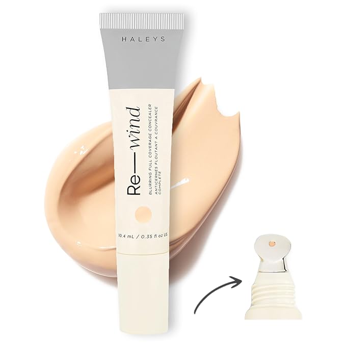 HALEYS Re-wind Blurring Full Coverage Concealer (Fair/Light - Neutral), Brighten, Reduce redness, dark circles and fine lines, Non-Caking, Longwear, Nourishes, Lightweight, Soft-Matte Finish, V + CF
