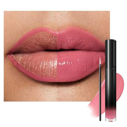evpct Baby Pink Shiny Longwear No-Budge Liquid Lip Color Lipstick Makeup, Highly Pigmented Color Instant Shine, Waterproof Long Lasting Lipstick for Women, Lip Stain Gloss with Lip Liner Brush, 12#