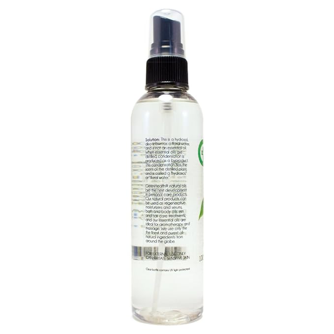 GreenHealth Neroli Hydrosol (Floral Water) - 4 fl oz Plastic Bottle w/Black Spray Cap - 100% natural
