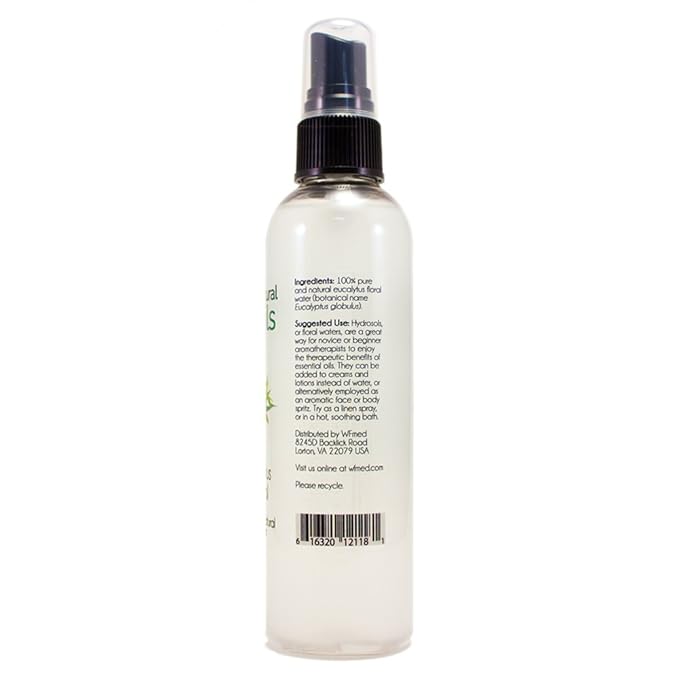 Eucalyptus Hydrosol (Floral Water) - 4 fl oz Plastic Bottle w/Black Spray Cap - 100% Natural - GreenHealth
