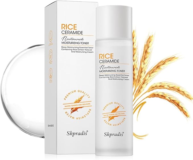 Rice Toner, Natural Rice Ingredient Toner, Contains Ceramide Extract, Reduces Dry Feeling, Dull, Combination Skin, Vegan, Fragrance-Free, Suitable for Many Skin Types 4.05 Fl Oz