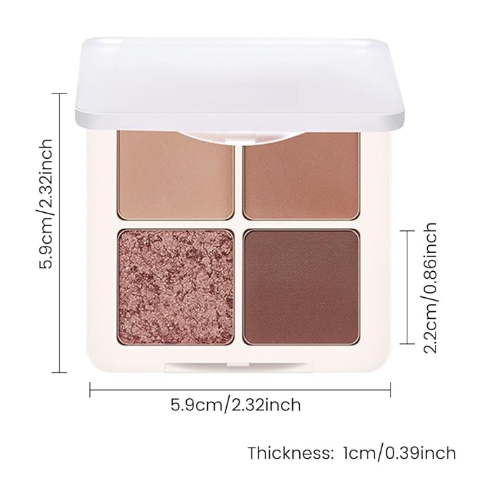 4 Colors Matte Shimmer Eyeshadow Makeup Palette,Nude Light Dark Brown Rose Gold Natural Neutral Eye Shadow Palette,Long Lasting Waterproof Naturing-Looking Women Girls Eye Shadow