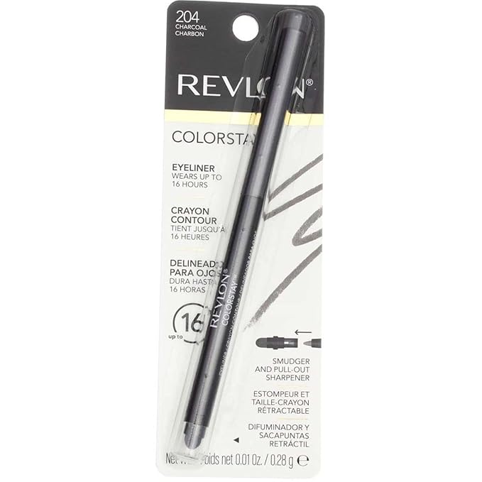 Revlon ColorStay Eyeliner Pencil, Charcoal [204], 0.01 oz (Pack of 4)