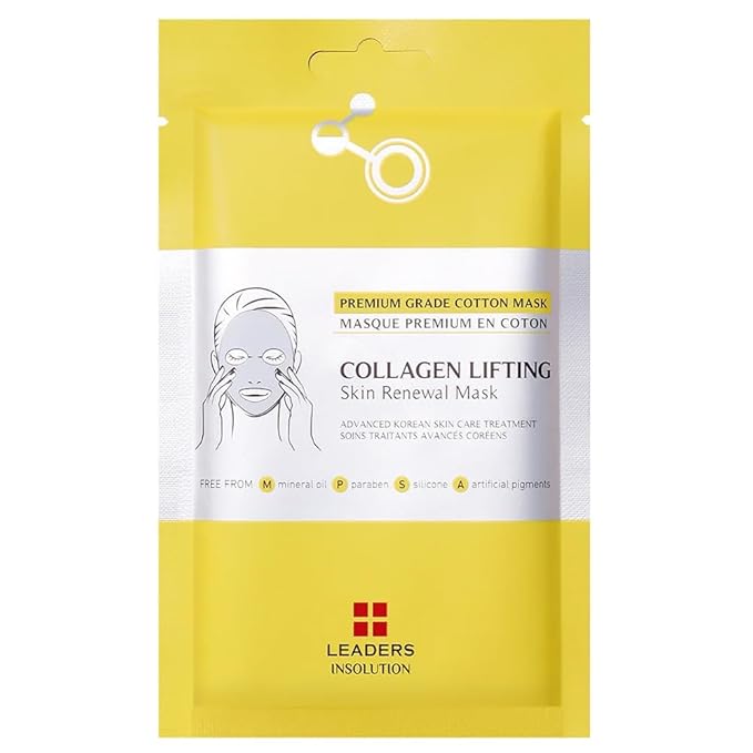 Leaders Insolution Collagen Lifting Skin Renewal Mask | Marine Collagen for Firmness and Elasticity Anti-Wrinkle, Sculpting Facial Sheet | Hydrating Serum for Smooth Skin (5 Sheets)