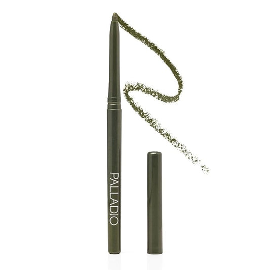 Palladio Retractable Waterproof Eyeliner, Richly Pigmented Color and Creamy, Slip Twist Up Pencil Eye Liner, Smudge Proof Long Lasting Application, All Day Wear, No Sharpener Required, Olive