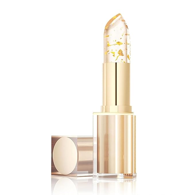 Transferproof Color Changing Lipstick, Gold Crystal Color Changing Lipstick,Long Lasting 24 Hours Moisturizing Glossy Shine Lip Gloss(1PC)