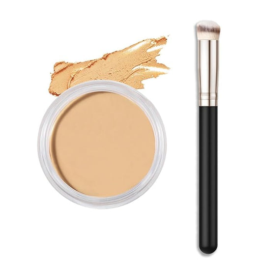 Kaely Cream Pot Concealer Full Coverage Makeup Set, Under Eye Brightener Color Correcting Concealer for Dark Circles, Waterproof Foundation Palette with Brush, Eye Ring Corrector de ojeras, 04