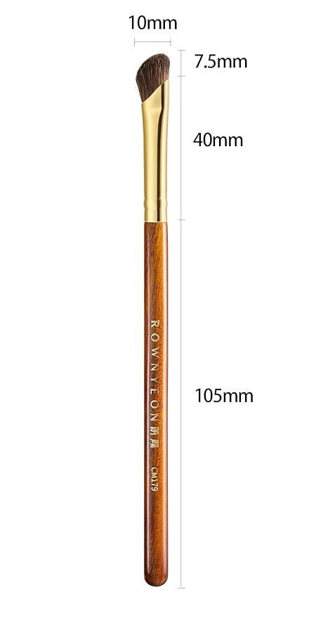 Desert Oak Series Nose Contour Brush - Angled Pony Hair Bristles for Seamless Sculpting, Dual-Use with Cream/Powder, Ebana Handle & Brass Ferrule (CM 179)