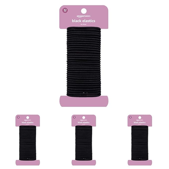 Amazon Basics Elastics Black 32 Count (Pack of 4)