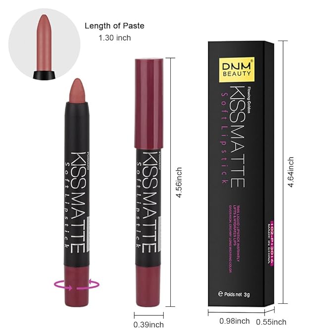 BINGBRUSH Smooth Longwear Lipstick Pack Set, Matte Color Stick Ultimate Lip Crayon for Makeup Collection - Waterproof Velvet Lipgloss Lip Stain (01#)