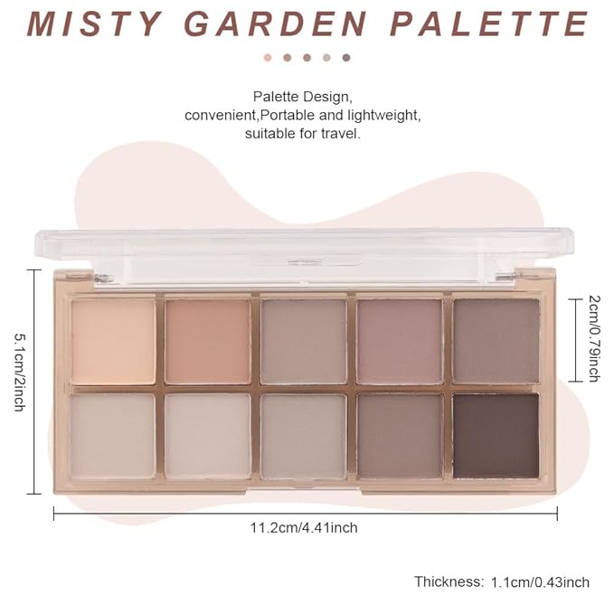 10 Colors Nude Gray Taupe Matte Eyeshadow Palette,Neutral Nude Eye Shadow Palette,Long Lasting Waterproof Travel Size Makeup Pallete,Vegan,Cruelty -free
