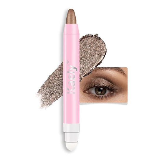evpct 1Pcs Cocoa Shimmer Cream Eye Shadow Brightener Sticks for Eyes Waterproof Pigmented, Double Ended Cream Eyeshadow Stick Pencil Pen with Applicator, Eye Shadow Palette Highlighter Makeup 21
