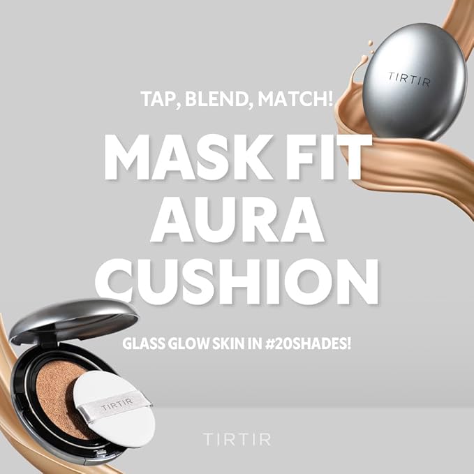 TIRTIR Mask Fit Aura Silver Cushion Foundation | Semi-glow Finish, Natural Coverage, Moisturizing, Lightweight, Korean cushion foundation (#51N Fudge, Full Size, 0.63 Fl Oz)