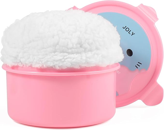 Extra Soft Powder Puff, 6" x 3" Large Body Powder Applicator, Dusting Powder Puffs with Loose Powder Container for Women (White)