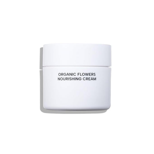 Whamisa Organic Flowers Nourishing Cream, 95.2% Organic, Waterless Formula, Fermented Postbiotic for Deep Hydration & Soothing, Moisturizing (50ml)