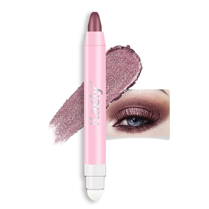 evpct 1Pcs Orchid Shimmer Cream Eye Shadow Brightener Sticks for Eyes Waterproof Pigmented, Double Ended Cream Eyeshadow Stick Pencil Pen with Applicator, Eye Shadow Palette Highlighter Makeup 26