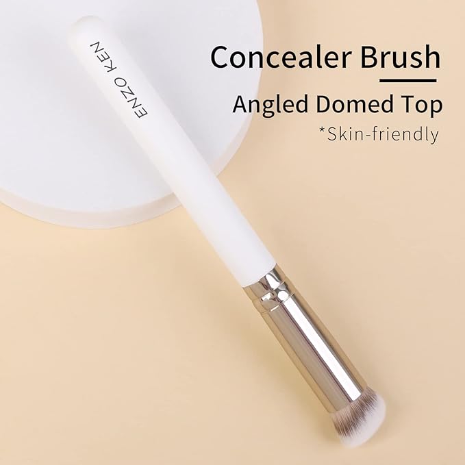 Angled Concealer Brush - Under Eye, Small Nose Contour, Makeup Brush (White, 270)