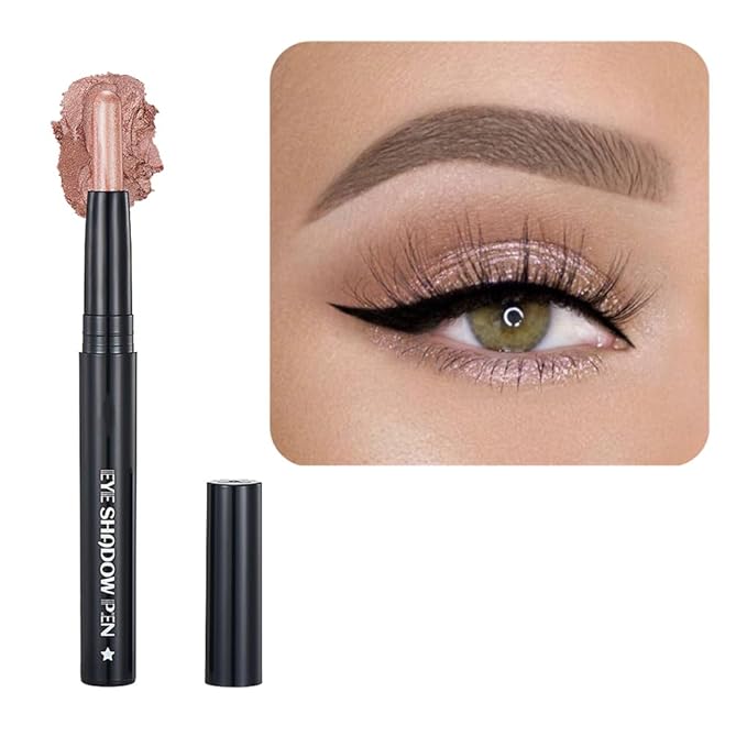 Light Gold Eyeshadow Stick Makeup, Smooth Cream Shimmer Eye Shadow Pencil, Waterproof Hypoallergenic Long Lasting Crayon, Glitter Primer Palette Eyeliner