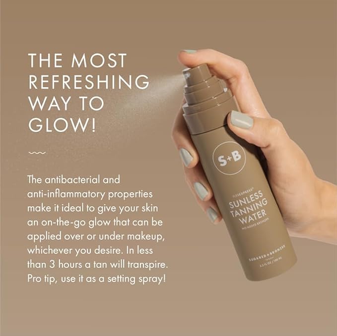 SUGARED + BRONZED Sunless Tanning Water - No Added Bronzer, FlexExpress® Formula, Self-Tanner for Face & Body, Lightweight, Hydrating, Clean Ingredients, Long-Lasting, Suits All Skin Types (4 Fl Oz)