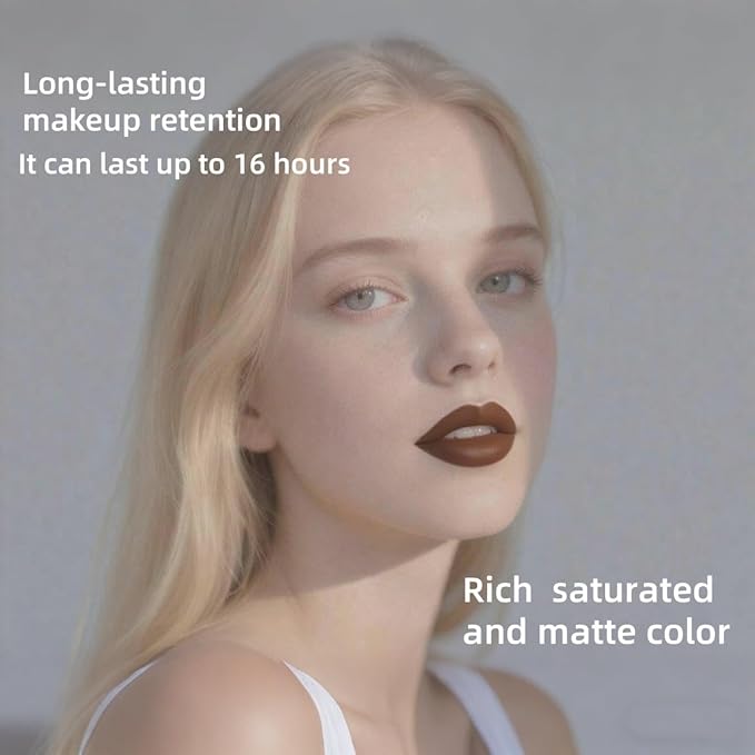 ALOBON Cream Lip Gloss Lipstick, Long-Lasting Color Development Cranberry Red Anti-Smudge Matte Lipstick (04 Charming Brownish)