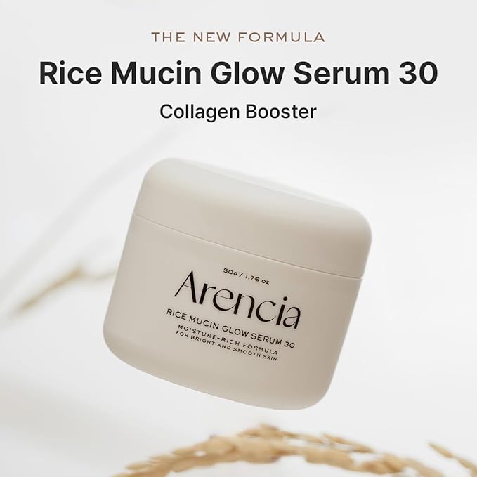 Arencia Rice Mucin Overnight Glow Face Mask Serum 30, 1.76 oz, Plumps Skin with Hyaluronic Acid