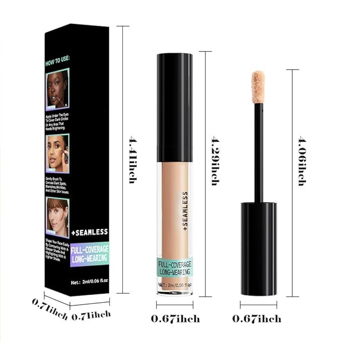 Liquid Concealer for Older Women, Under Eye Brightener Full Coverage Concealer for Dark Circles, Spots, Lightweight Waterproof Foundation Makeup, Vegan & Cruelty-Free, 03 Light Medium