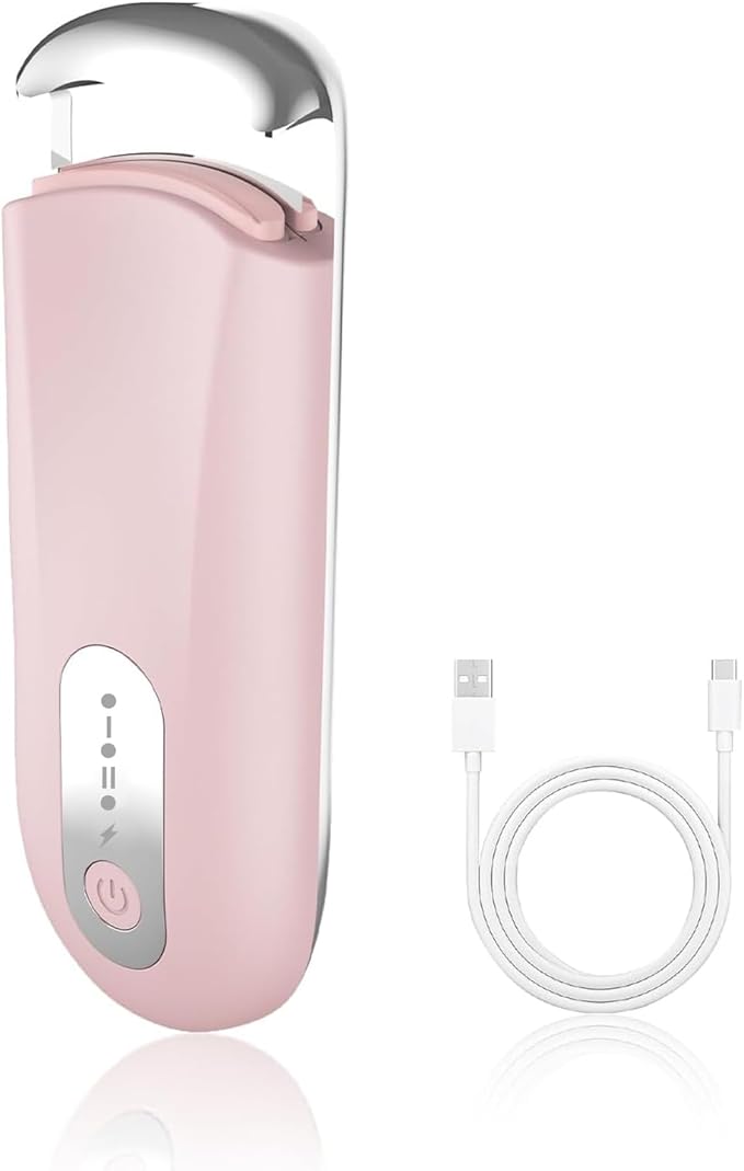 Heated Eyelash Curler for Natural Lashes 2-Level Adjustable Temperature Mini Electric Lash Curler Fast 3-Second Heat Up 24 Hours Long-Lasting Curl